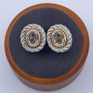 Judith Ripka Sterling Silver 14K Gold Clad Yellow Quartz 925 Thailand Omega Back